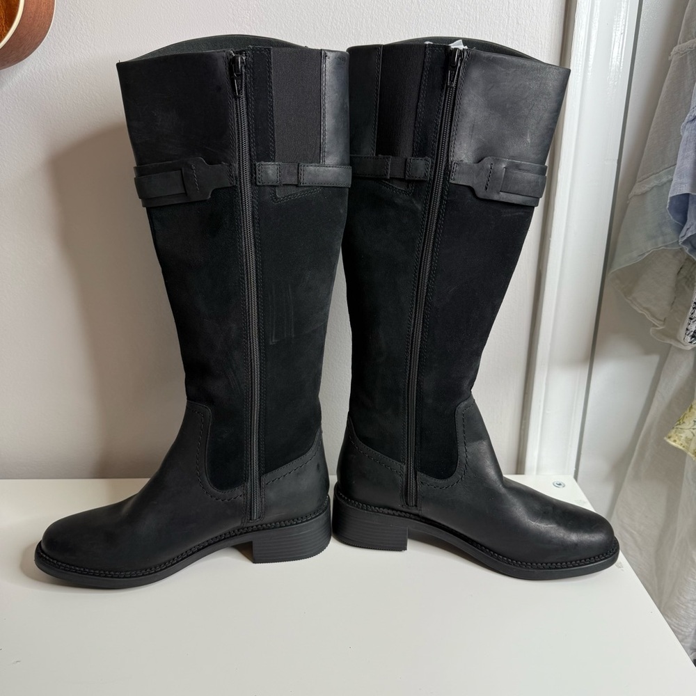 Clarks Women's Maye Carly Knee High Boot Leather / Suede Black US 6.5 NWOT - Picture 6 of 8